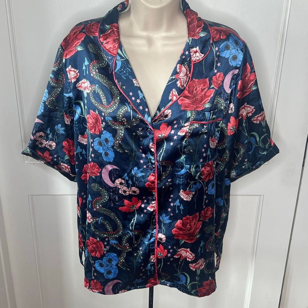 Their Nibs Rose Snake Mystical Print Pajama Top Blue Size XL